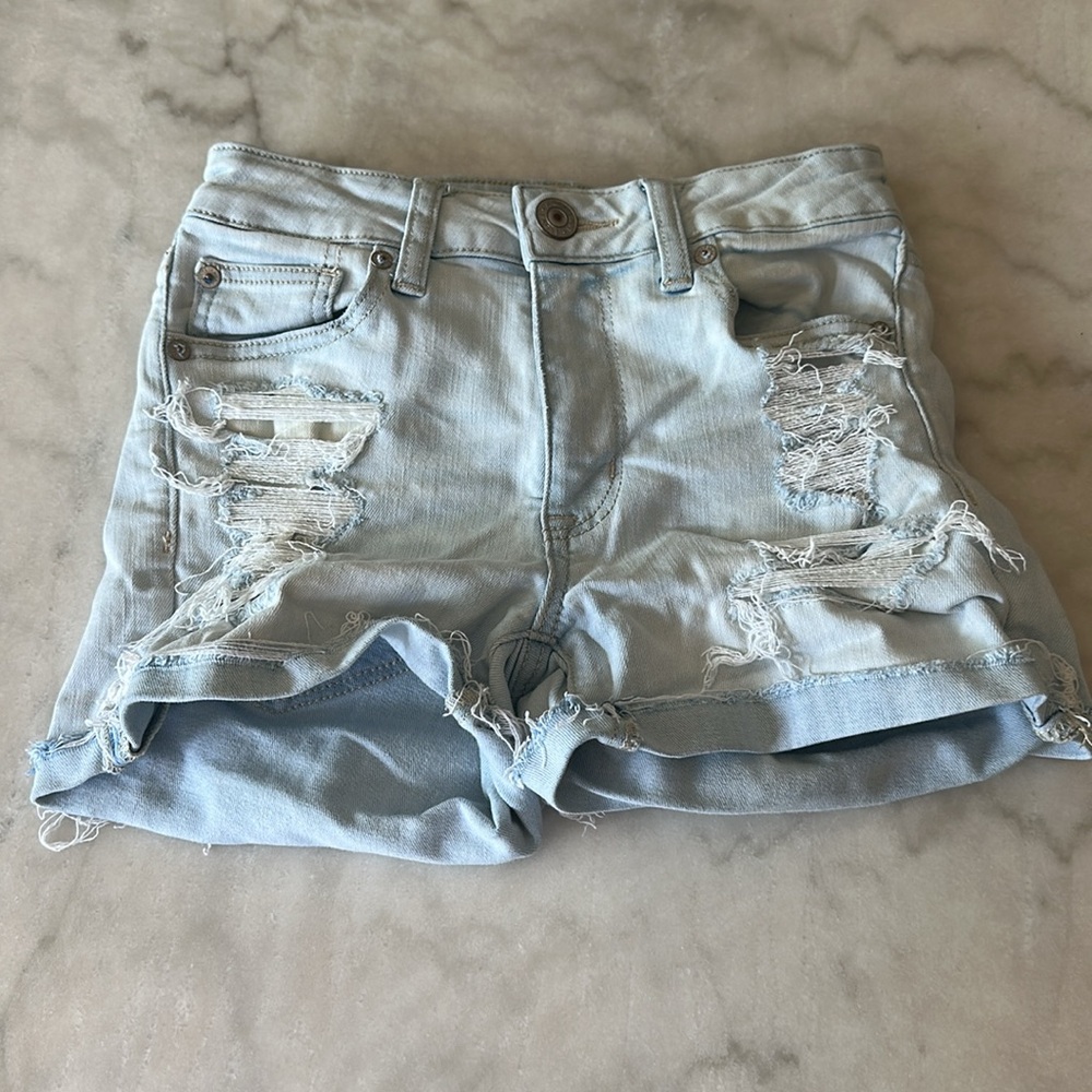 American Eagle Next Level Stretch Hi Rise Shortie Denim Shorts - Picture 12 of 12